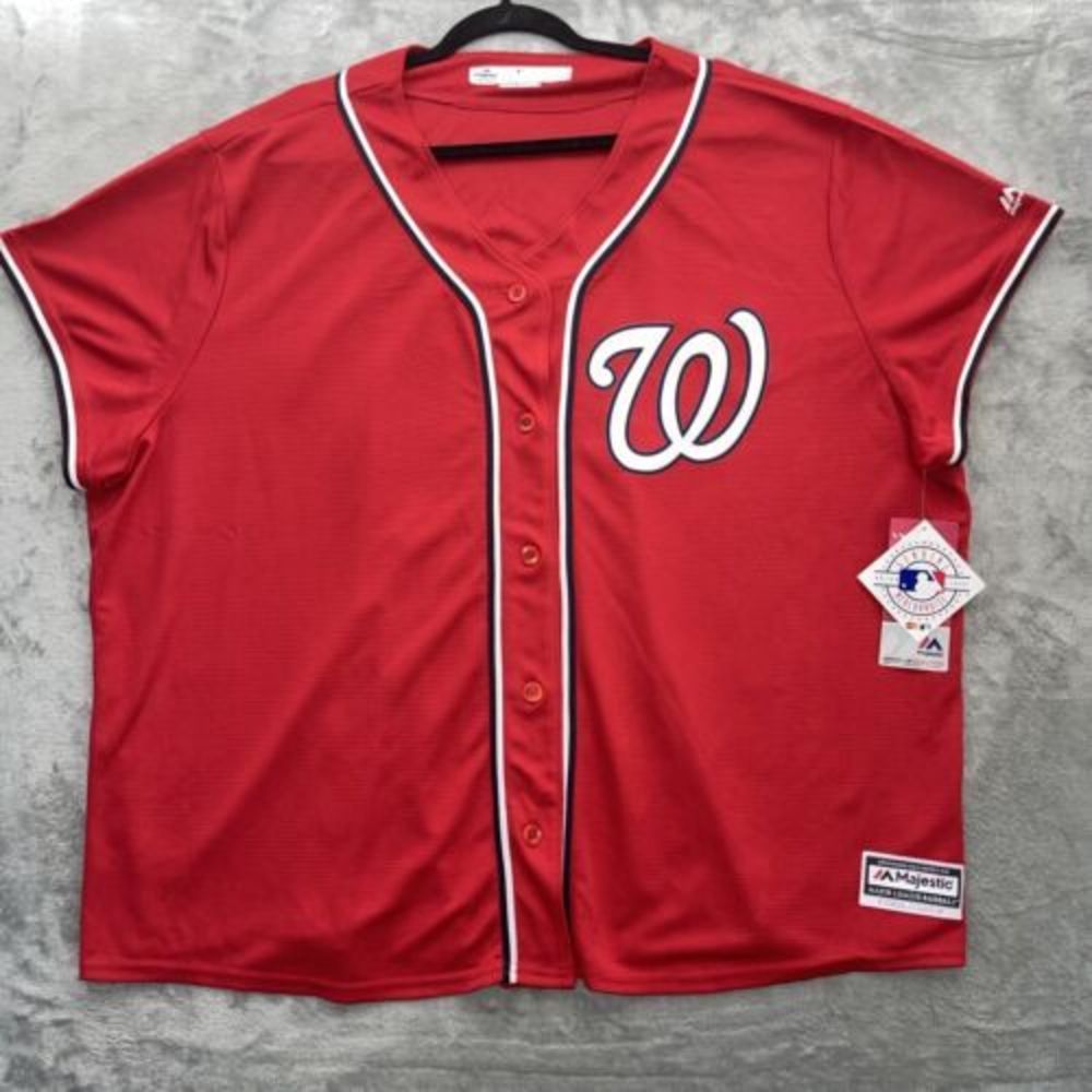 Women's Red Washington Nationals Plus Size Alternate Replica Team Jersey 3X NWT